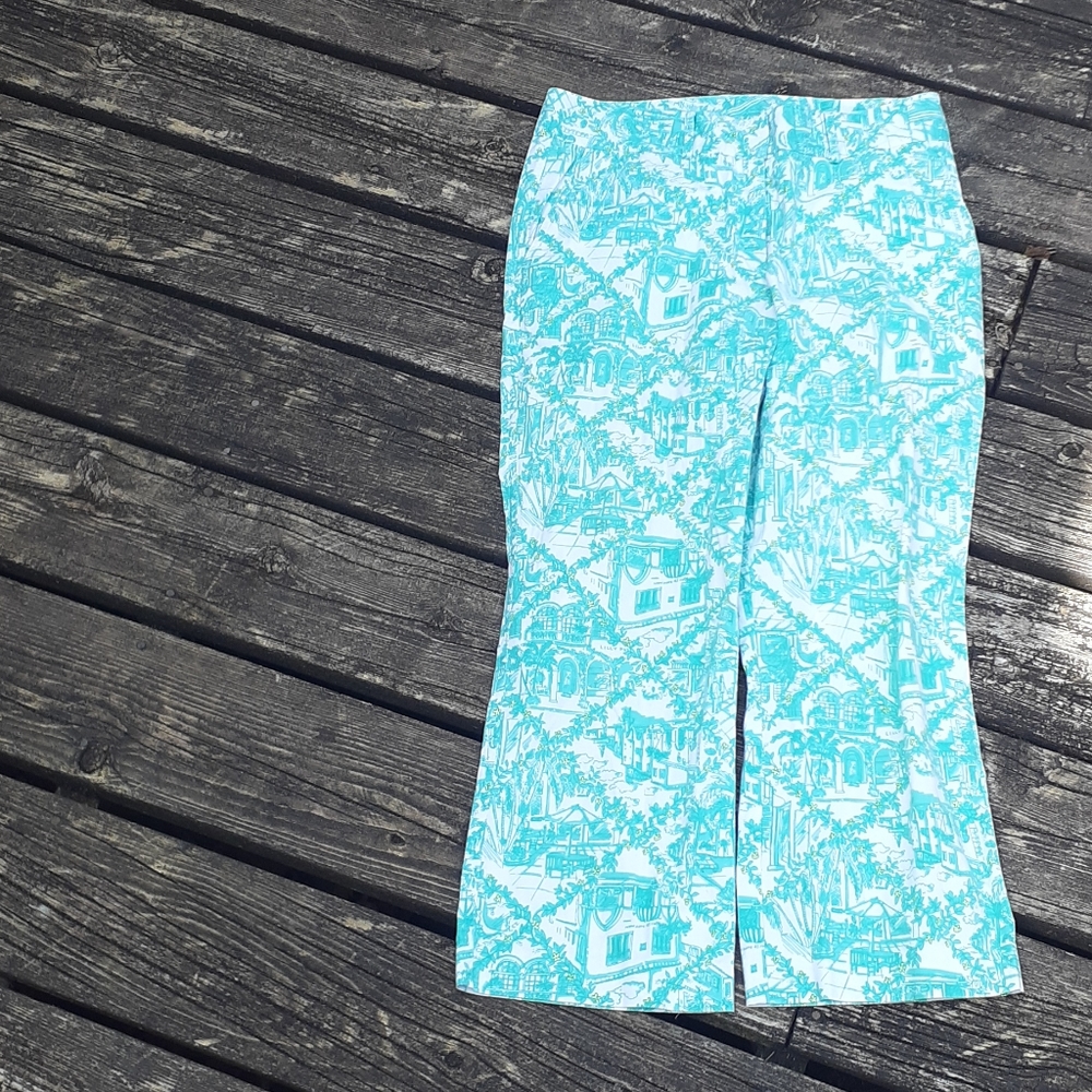 Lily Pulitzer teal cotton ankle pant 8
